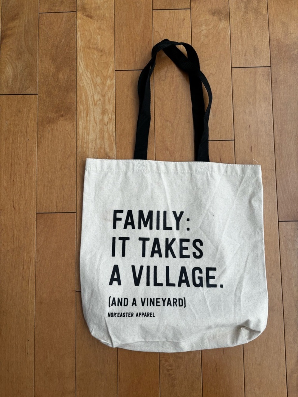 Cream Canvas Tote Bag with Black Handles